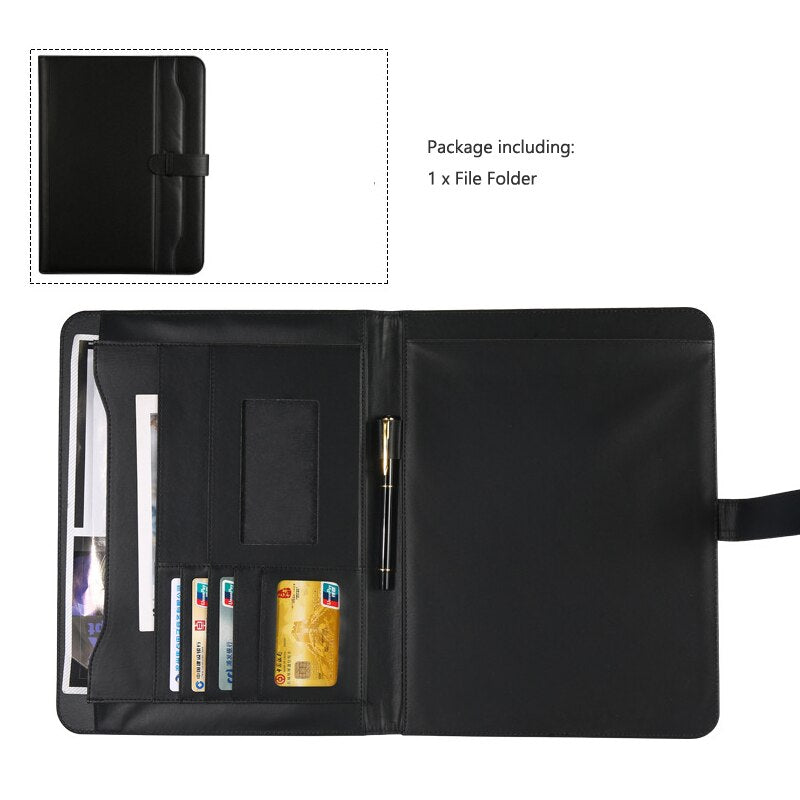 A4 Business Padfolio File Folder for Document Holder Clipboard Folder Caculator PU Leather Organizer Meeting Writing Pad Office