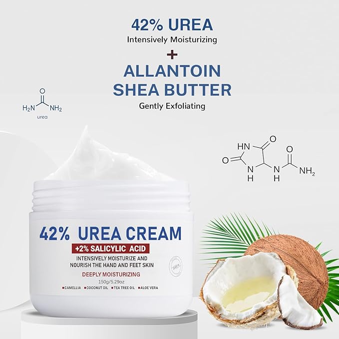 Extra Strength 42% Urea & 2% Salicylic Acid Cream - Intensive Moisturizer for Dry Feet, Heels, Knees & Elbows | Removes Dead Skin, Softens Toenails - Image 2